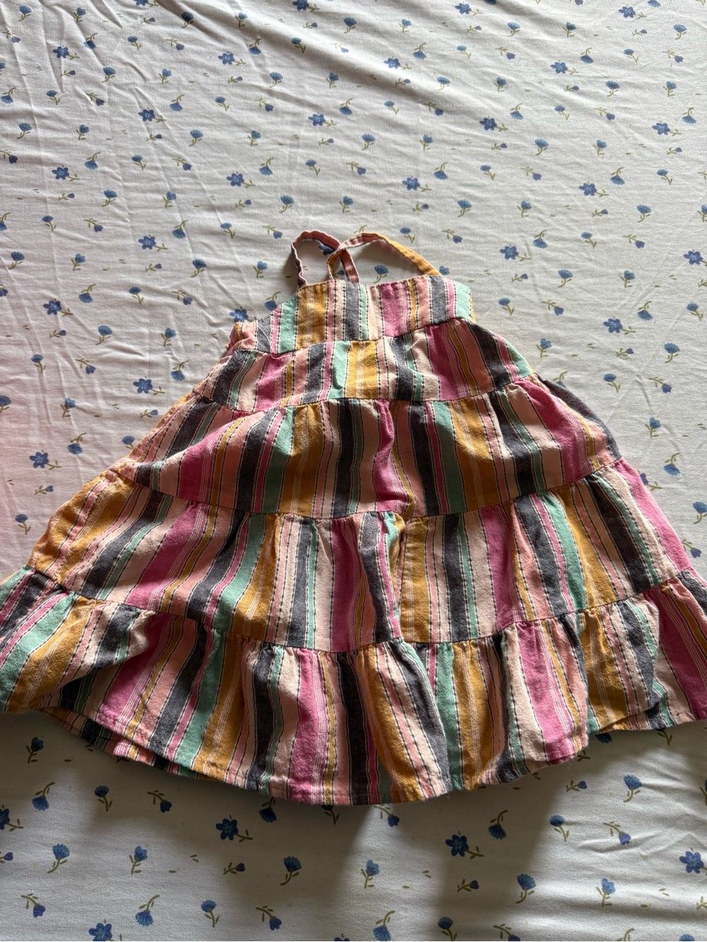 Cat & Jack Striped Multicolor Tiered Sundress - Pink, Yellow, Green, Blue